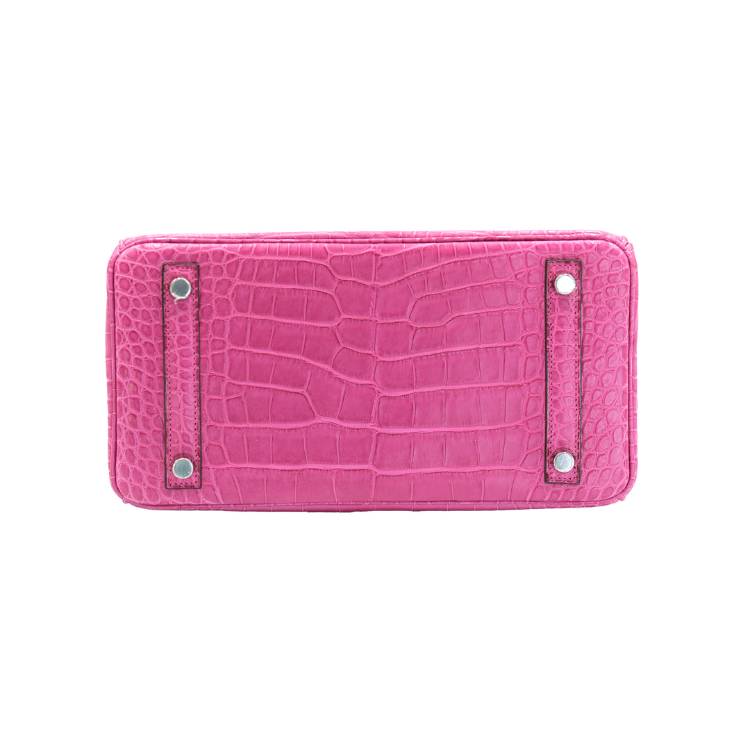 Hermes 2022 Birkin 25 Rose Sheherazade Matte Alligator Palladium