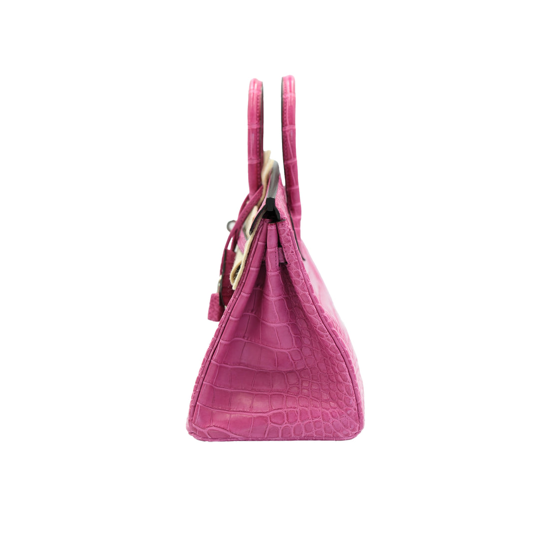 Hermes 2022 Birkin 25 Rose Sheherazade Matte Alligator Palladium