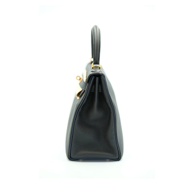 Hermes Kelly 28 Retourne Black Togo with Gold Hardware Special Order (HSS)