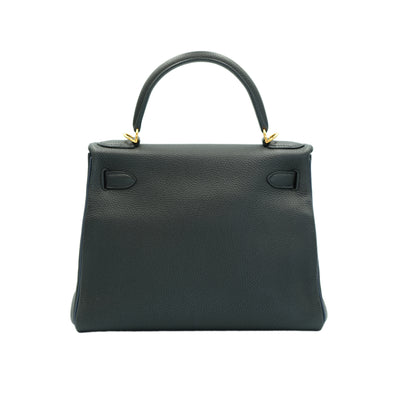 Hermes Kelly 28 Retourne Black Togo with Gold Hardware Special Order (HSS)