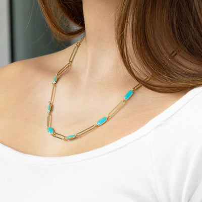 Turquoise Enamel Grande Clip Necklace