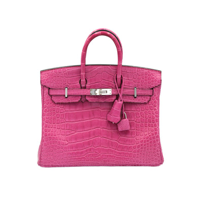 Hermes Birkin 25 Rose Sheherazade Matte Alligator Palladium Hardware