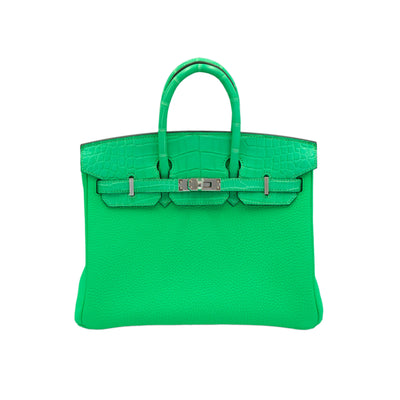 Hermes Birkin 25 Vert Comics Togo and Matte Alligator Touch with Palladium Hardware