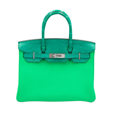 Hermes Birkin 30 Touch Vert Jade Nilo Crocodile and Vert Comics Togo with Palladium Hardware