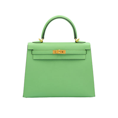Hermes Kelly 25 Sellier Vert Criquet Epsom with Gold Hardware