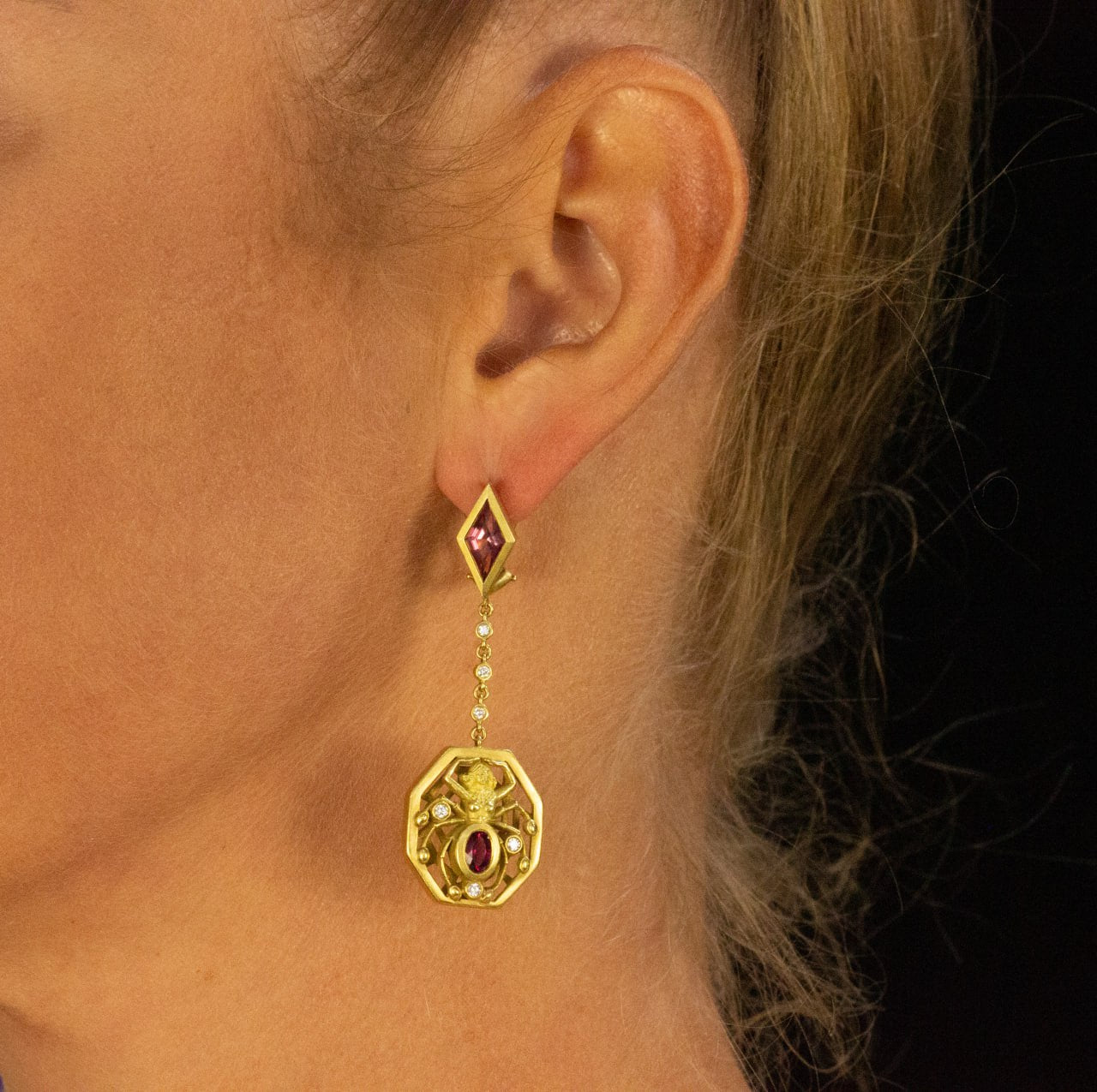Barry Kieselstein-Cord 18K Yellow Gold Diamond & Sapphire Goddess Earrings