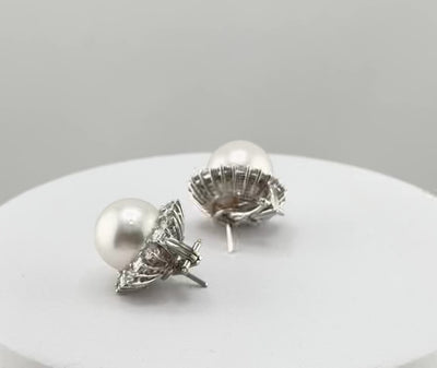 Harry Winston South Sea Pearl & Diamond Platinum Earrings