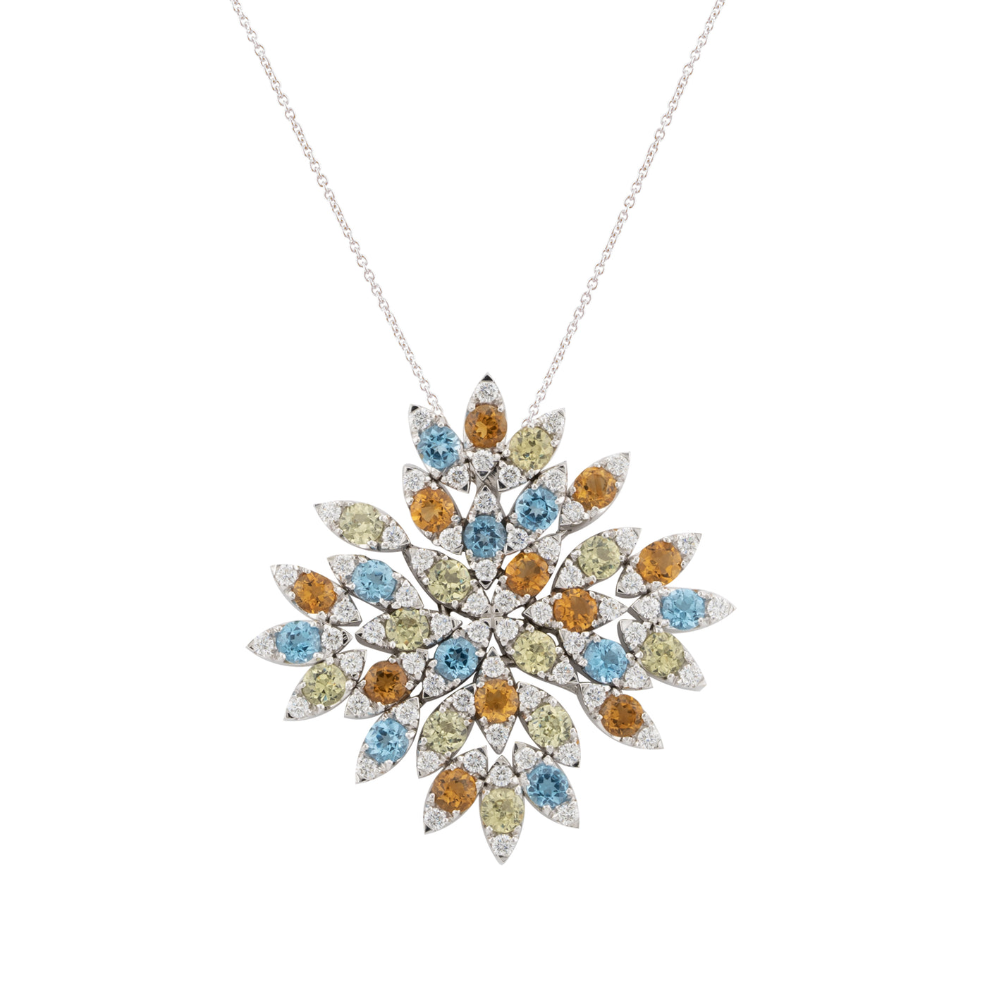 Pasquale Bruni 18K White Gold "Ghirlanda" Large Snowflake Diamond Necklace Pendant