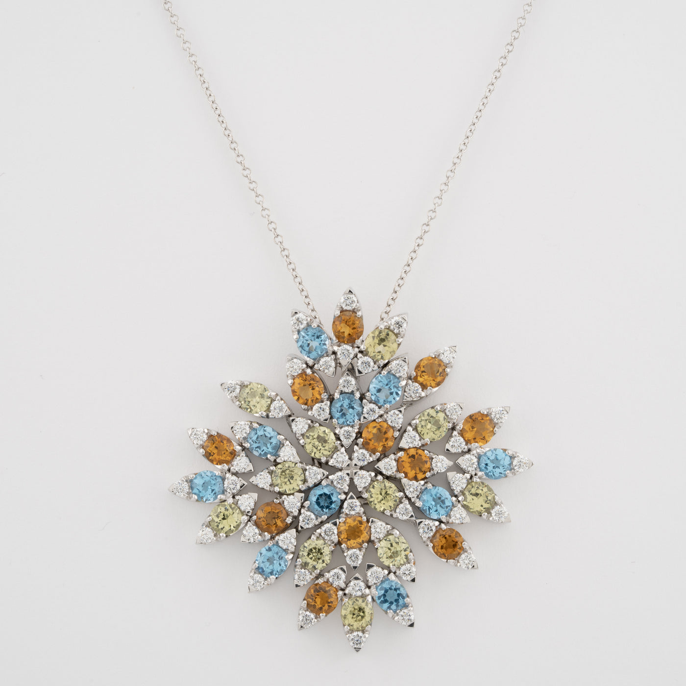 Pasquale Bruni 18K White Gold "Ghirlanda" Large Snowflake Diamond Necklace Pendant