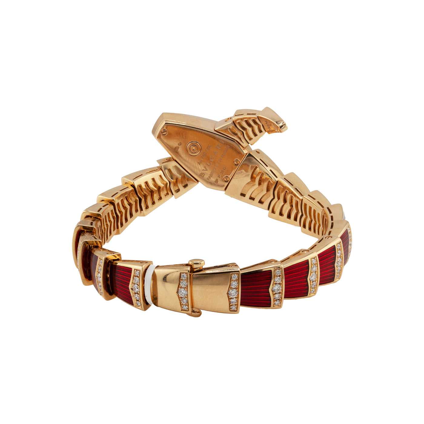 Bulgari Serpenti 18K Rose Gold with Red Lacquered & Diamonds