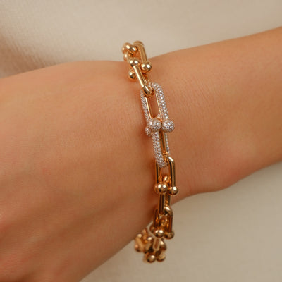 Tiffany & Co. HardWear Medium Link Bracelet in Rose Gold with Diamonds