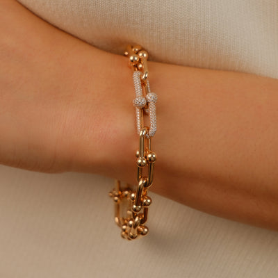 Tiffany & Co. HardWear Medium Link Bracelet in Rose Gold with Diamonds