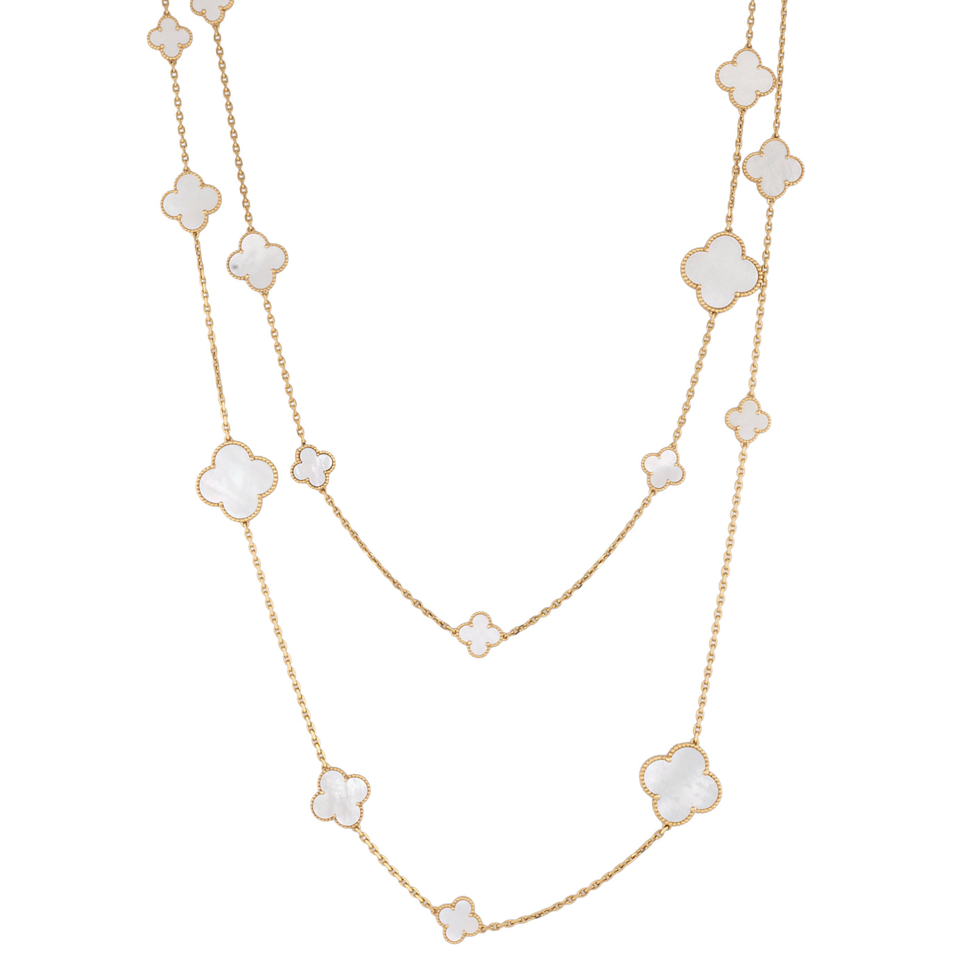 Van Cleef & Arpels 18K Yellow Gold Magic Alhambra Long Necklace, 16 Motifs