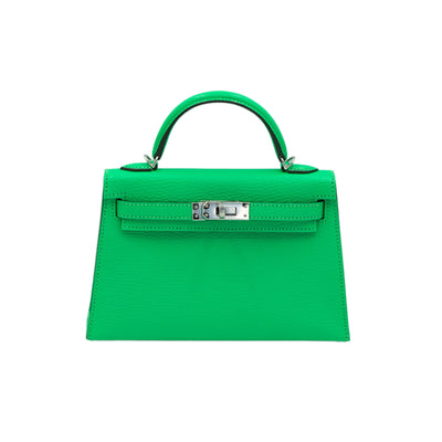 Hermes Mini Kelly II Sellier 20 Vert Comics Chèvre Mysore with Palladium Hardware