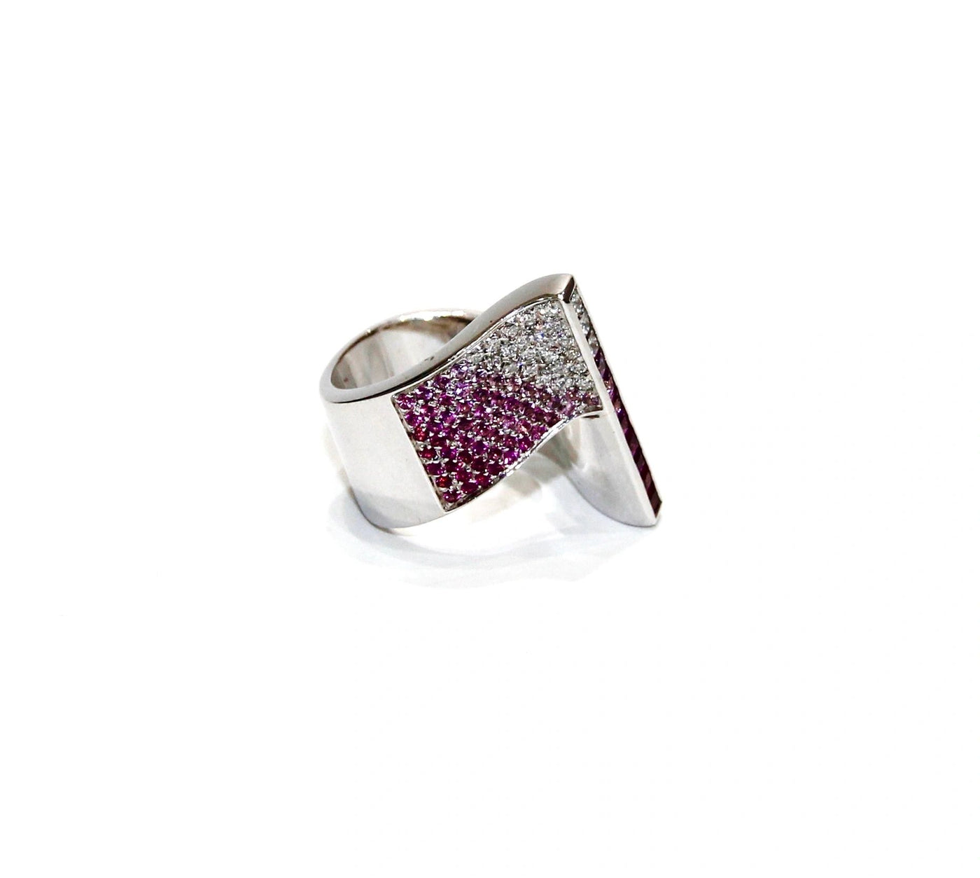 Stefan Hafner 18K White Gold Diamond And Sapphire Ring