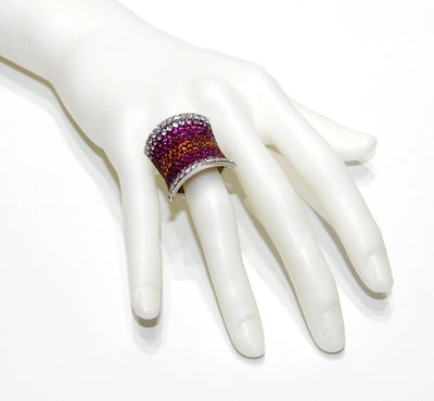 Stefan Hafner 18K White Gold Multi Color Sapphire And Diamond Ring