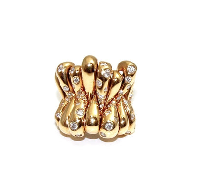 DE GRISOGONO 18K Yellow Gold Bijoux Diamond Ring