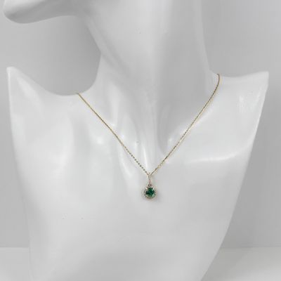 ECJ Collection 14K Yellow Gold Emerald & Diamond Necklace