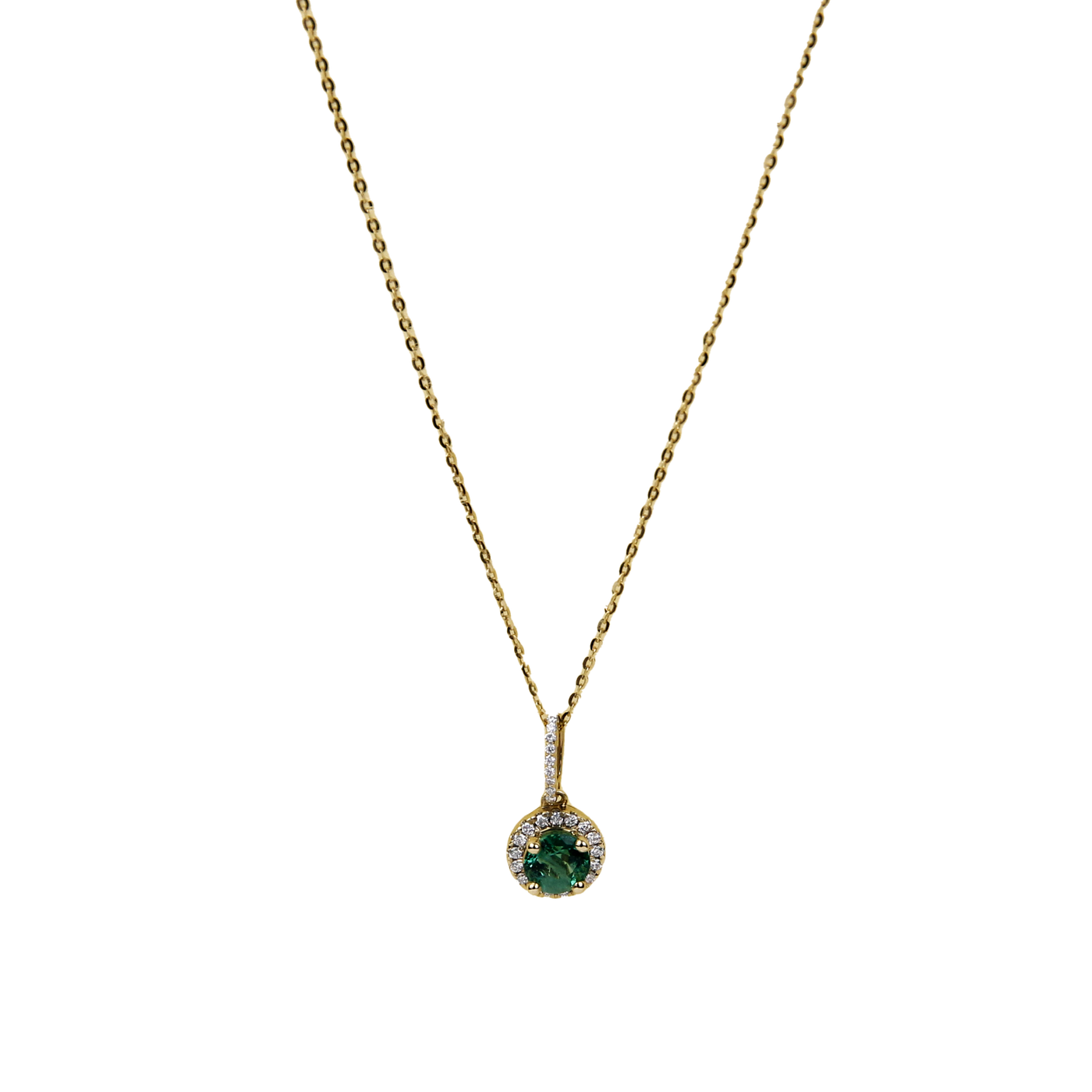ECJ Collection 14K Yellow Gold Emerald & Diamond Necklace