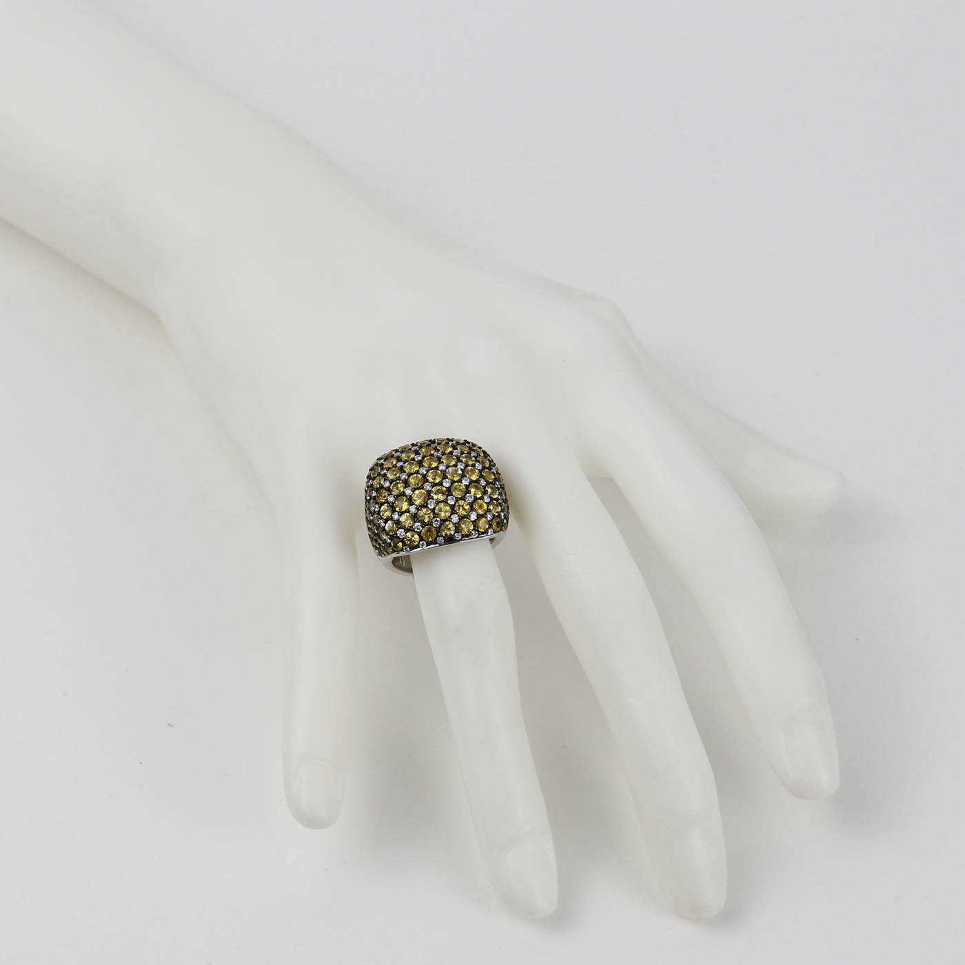 ECJ Collection 18K White Gold Diamond & Yellow Sapphire Ring