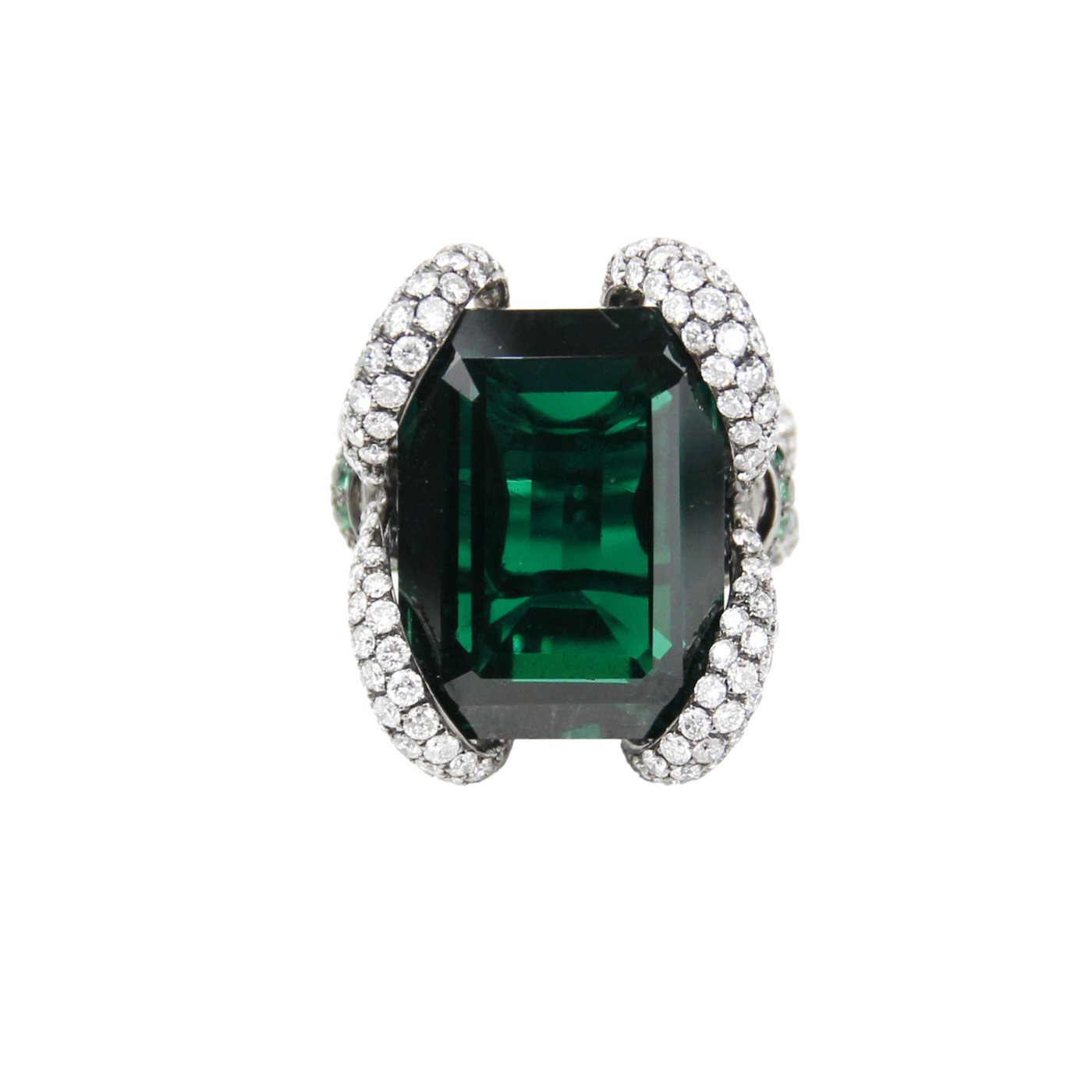 ECJ Collection 18K White Gold Diamond & Emerald Ring