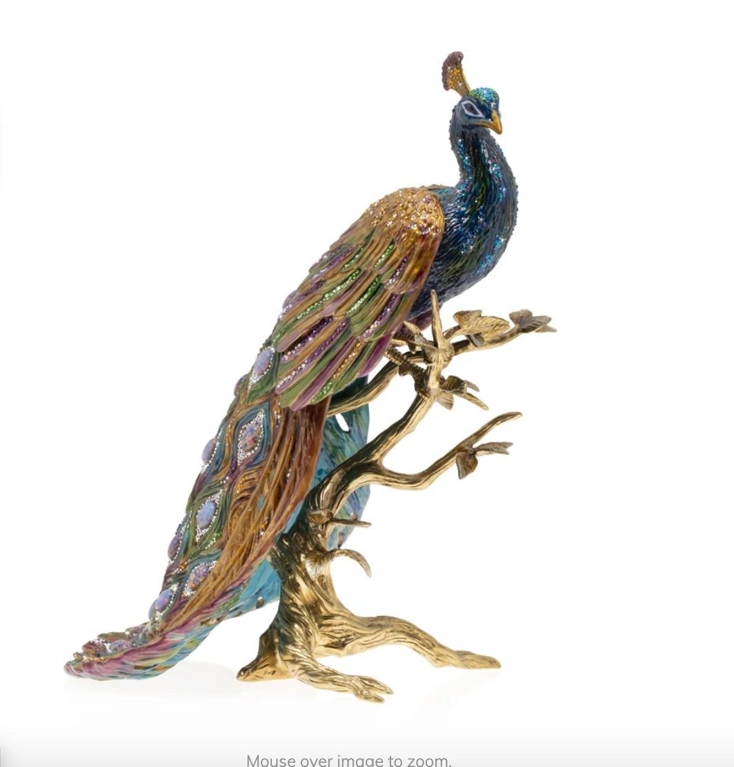 Jay Strongwater Peabody - Grand Peacock On Branch - ecjmiami