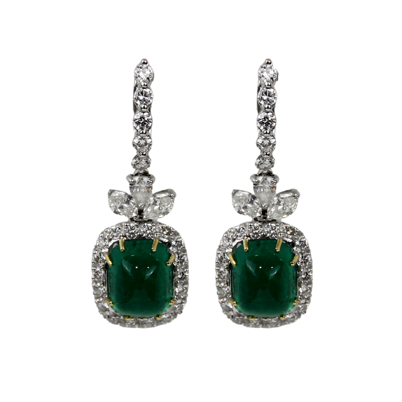 ECJ Collection 18K White Gold Diamond & Emerald Earrings