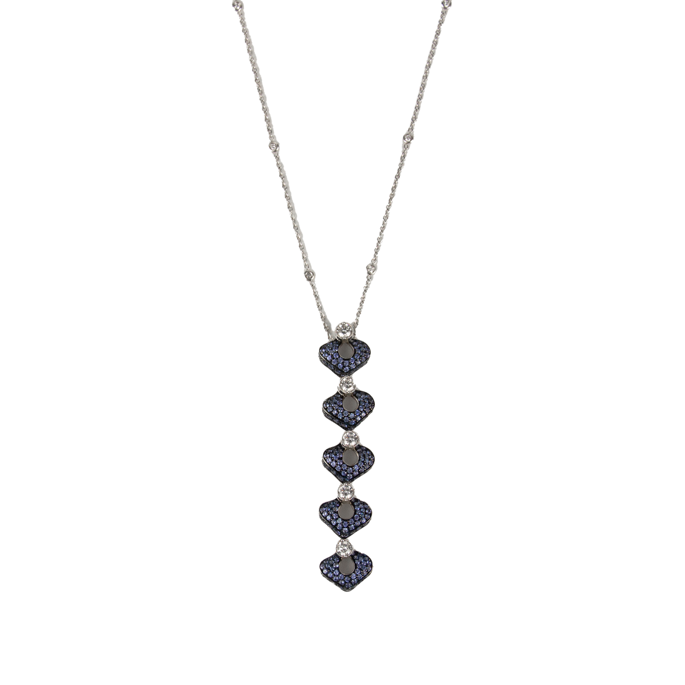 IO SI 18K White Gold 0.38ctw Diamond & Sapphire Necklace