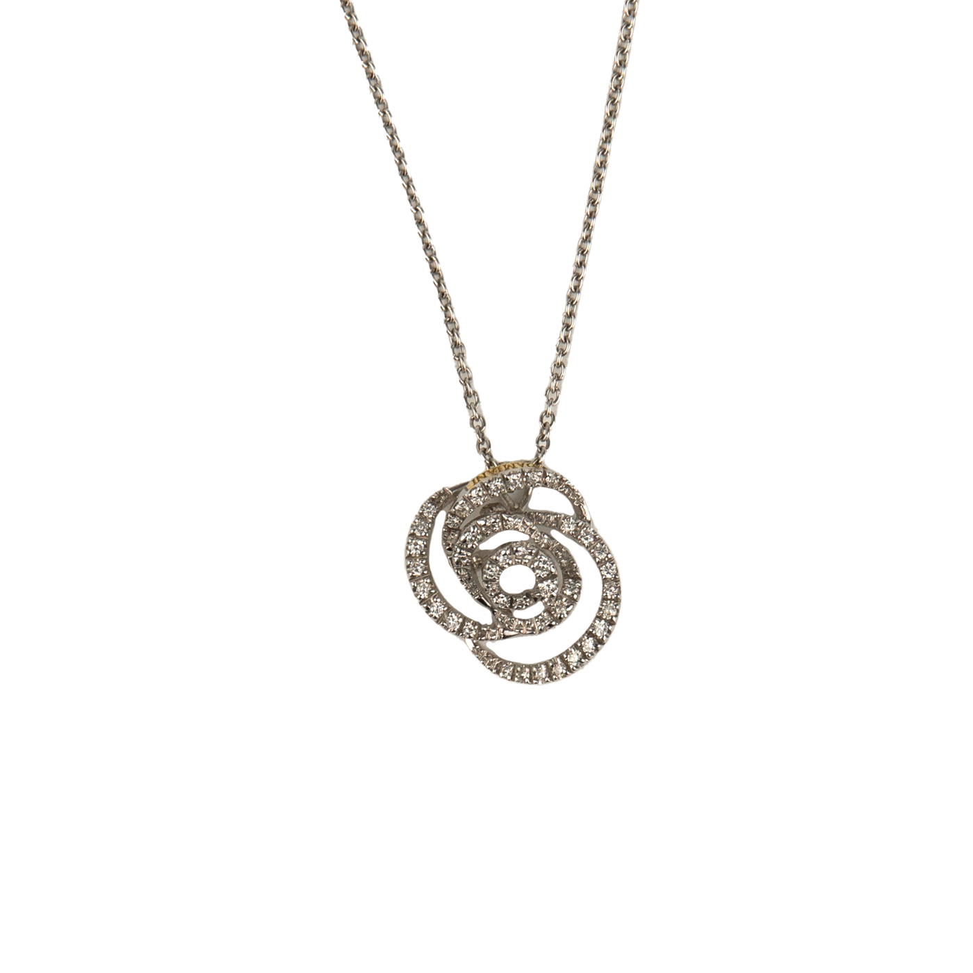 Damiani 18K White Gold Diamond Rose Necklace