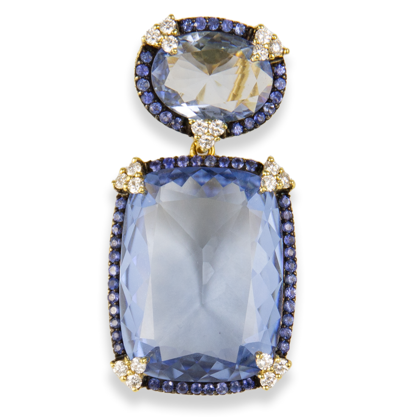 Judith Ripka 18K Yellow Gold Diamond & Quartz & Sapphire Earrings