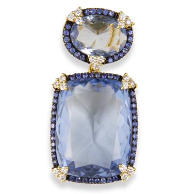Judith Ripka 18K Yellow Gold Diamond & Quartz & Sapphire Earrings