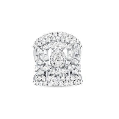 Yessayan 18K White Gold Diamond Linear Cocktail Ring
