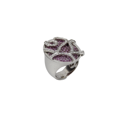 ECJ Collection 18K White Gold Diamond & Pink Sapphire Ring