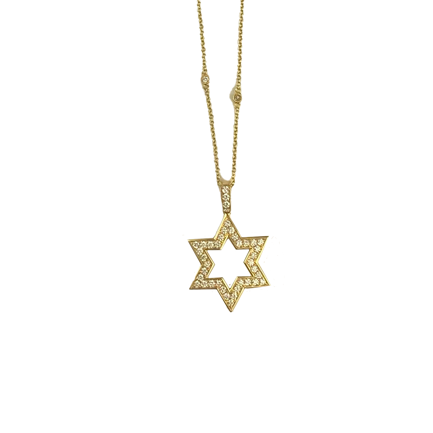ECJ Collection Star of David 18K Yellow Gold 0.77ctw Diamond Pendant Necklace
