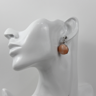 ECJ Collection 18K White Gold Diamond & Coral Earrings