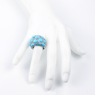 De Grisogono 18K White Gold Diamond & Turquoise Ring
