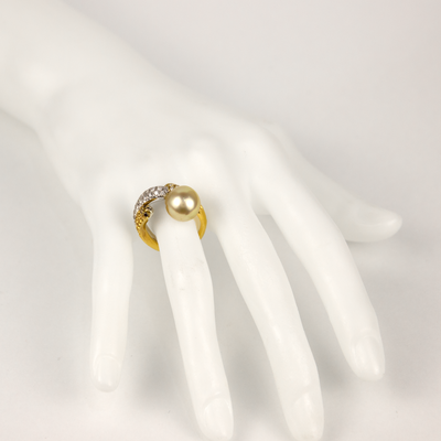 Stefan Hafner 18K Yellow & White Gold Diamond & Pearl Ring