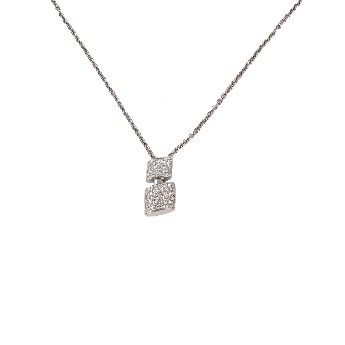 De Grisogono 18K White Gold Diamond Tubetto Pendant Necklace