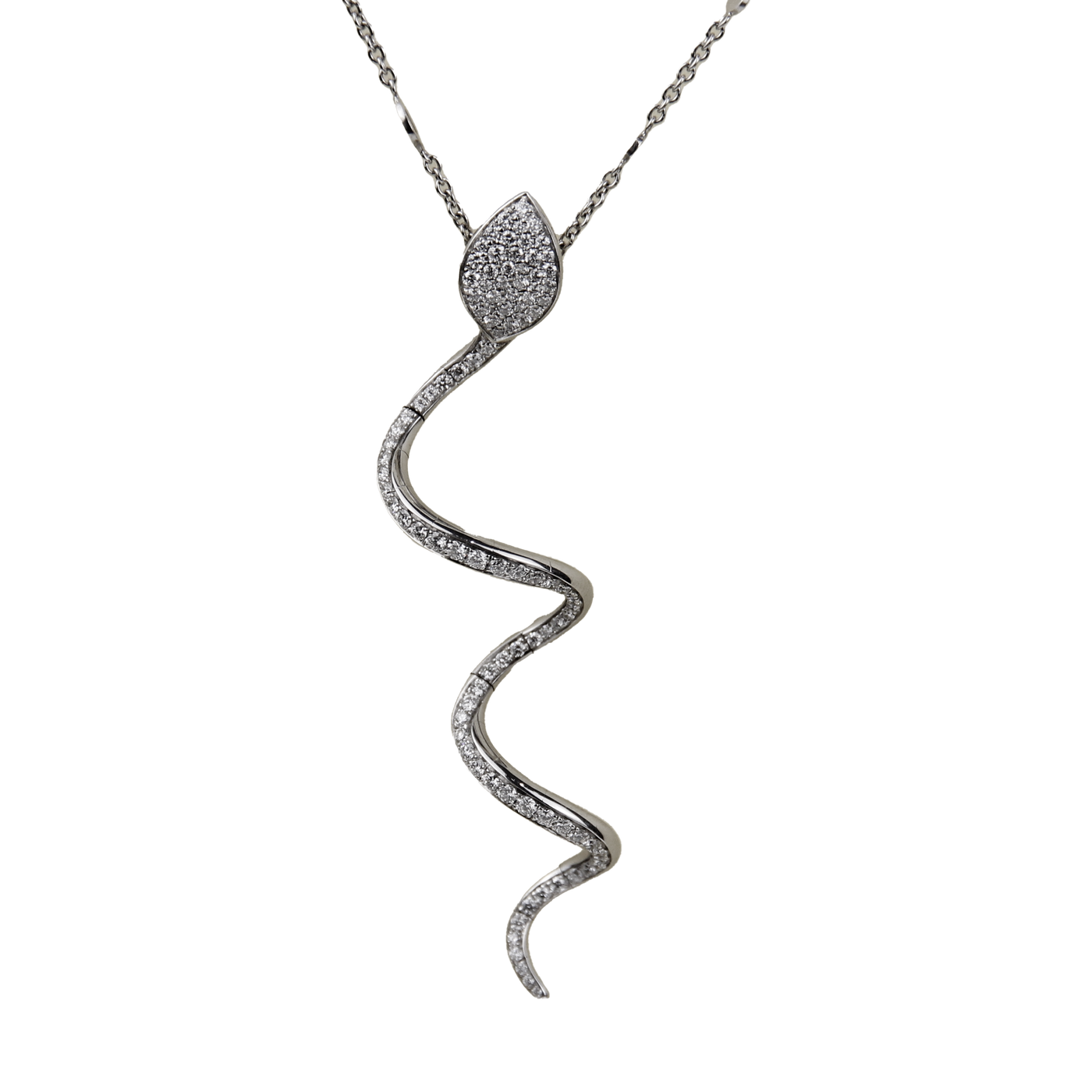 Pasquale Bruni 18K White Gold 0.98ctw Diamond Snake Necklace