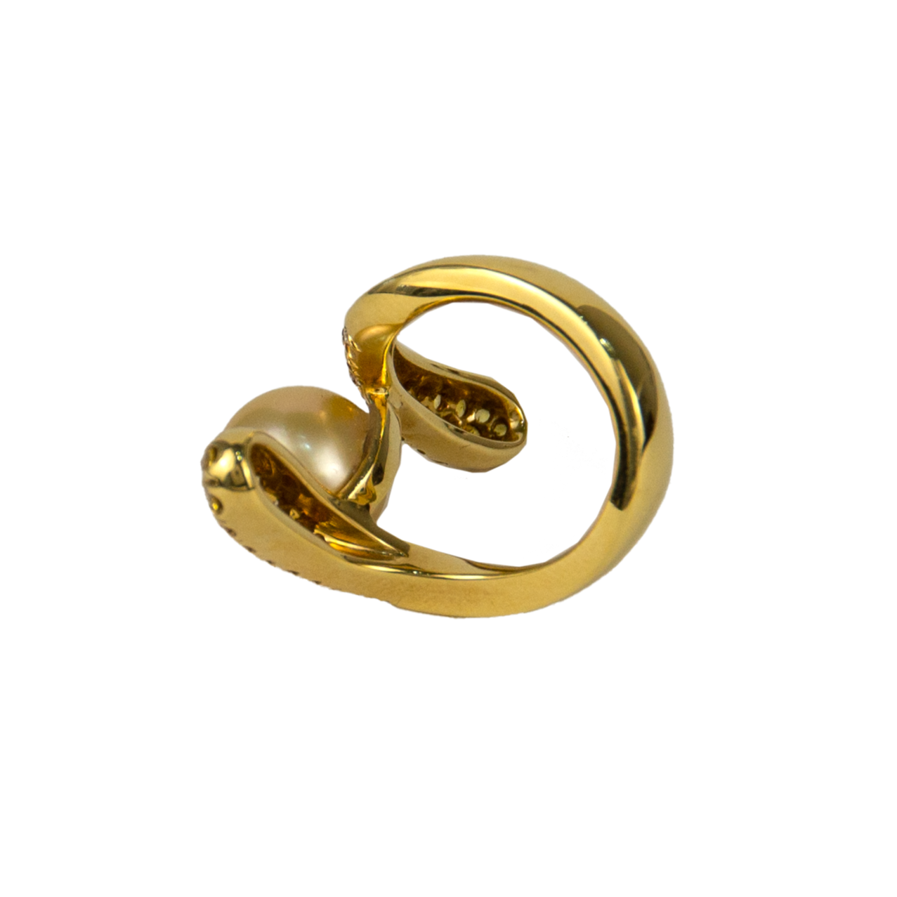 Stefan Hafner 18K Yellow Gold Diamond & Pearl Ring