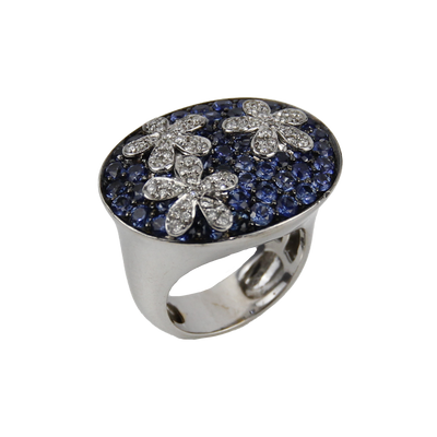ECJ Collection 18K White Gold Diamond & Sapphire Ring