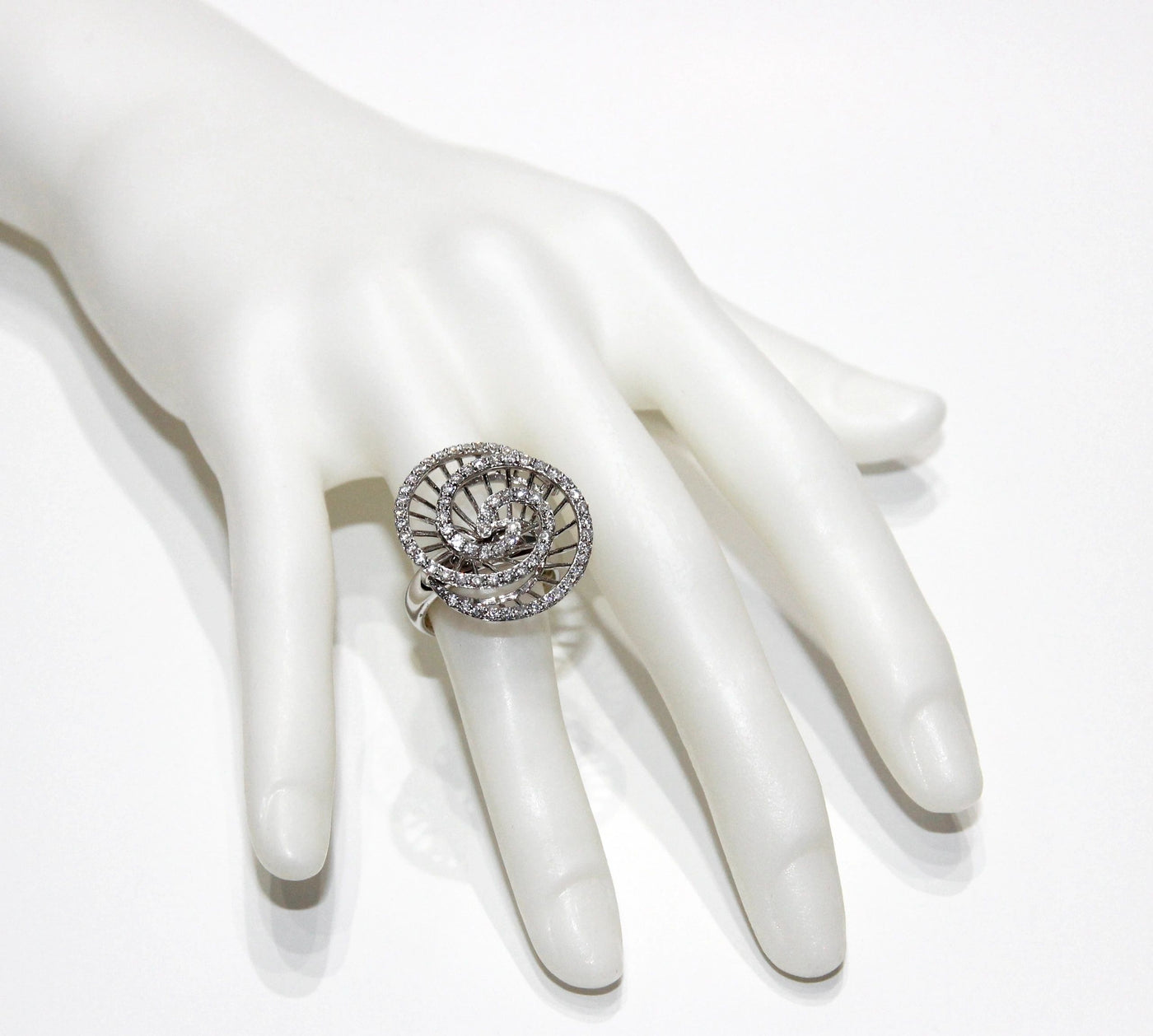 ECJ Collection 18K White Gold Swirl Diamond Ring