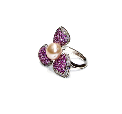 Stefan Hafner Sapphire And Diamond Flower Ring