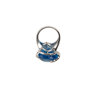 ECJ Collection 18K White Gold Blue Topaz & Diamond Ring