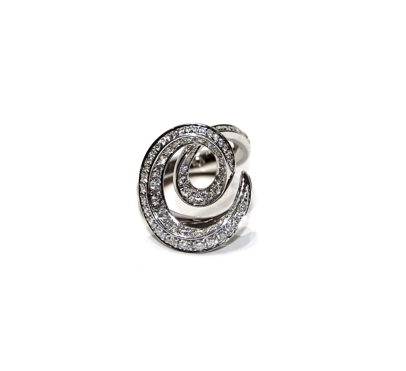 Stefan Hafner 18K White Gold E-Shaped Diamond Ring