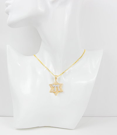 ECJ Collection Star of David 18K Yellow Gold 0.99ctw Diamond Pendant Necklace