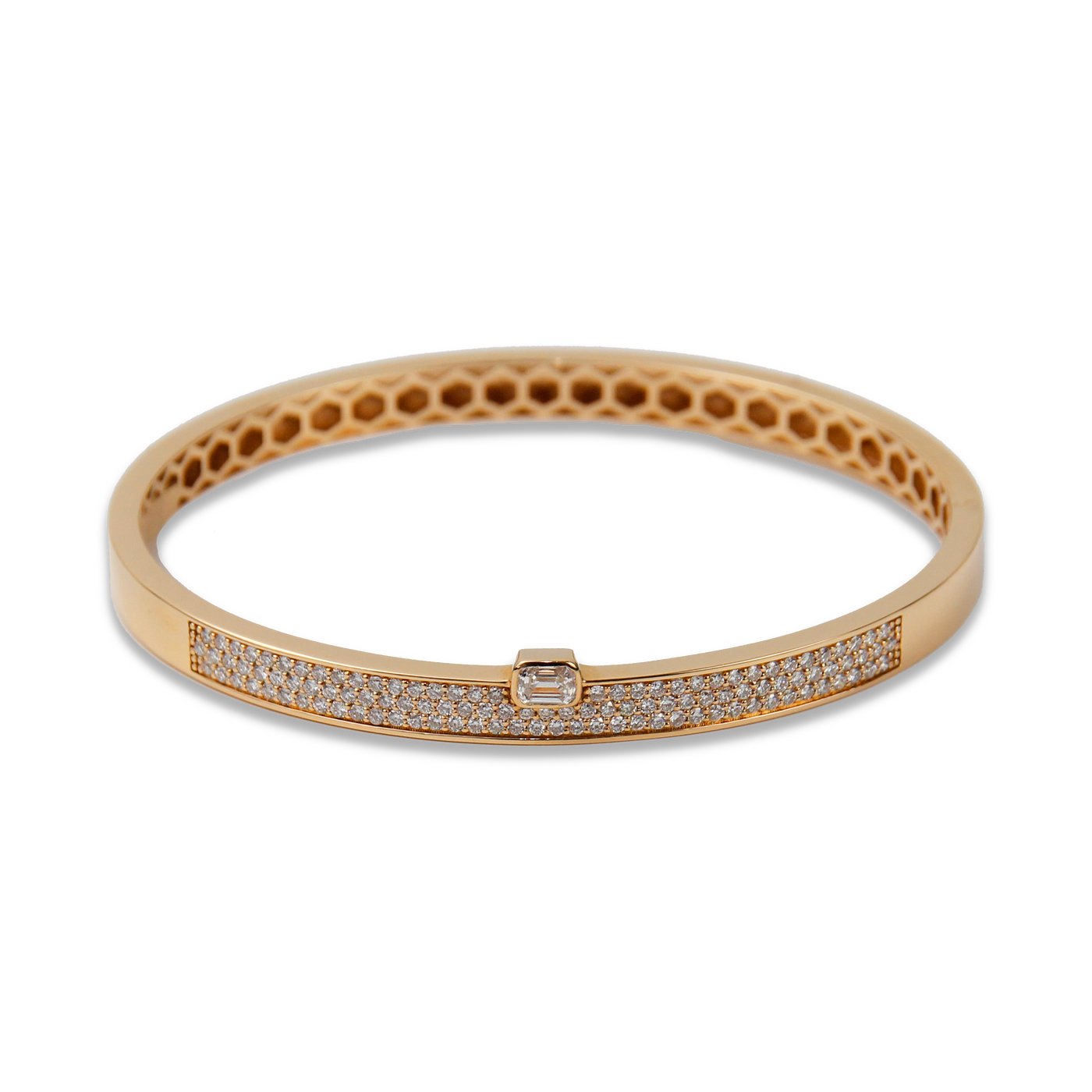 ECJ Collection 18K Rose Gold Diamond Bangle Bracelet 1.30ct. tw