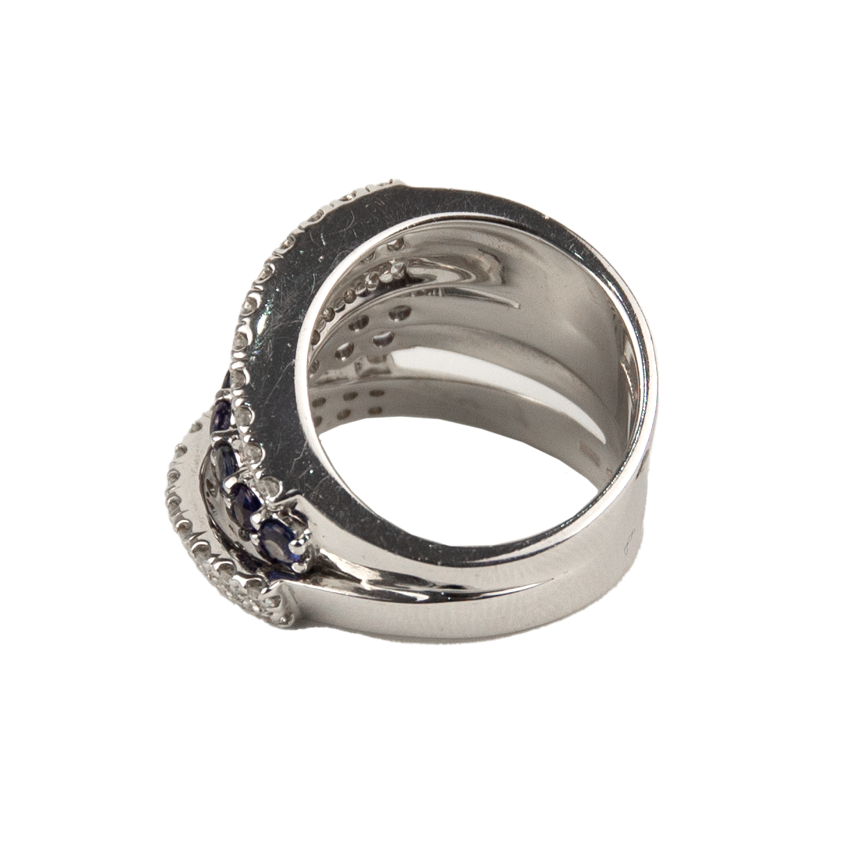 Damiani 18K White Gold Diamond & Blue Sapphire Ring
