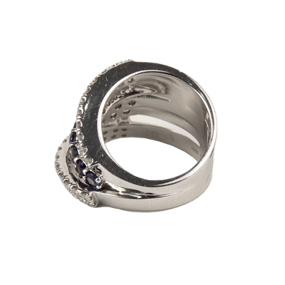 Damiani 18K White Gold Diamond & Blue Sapphire Ring