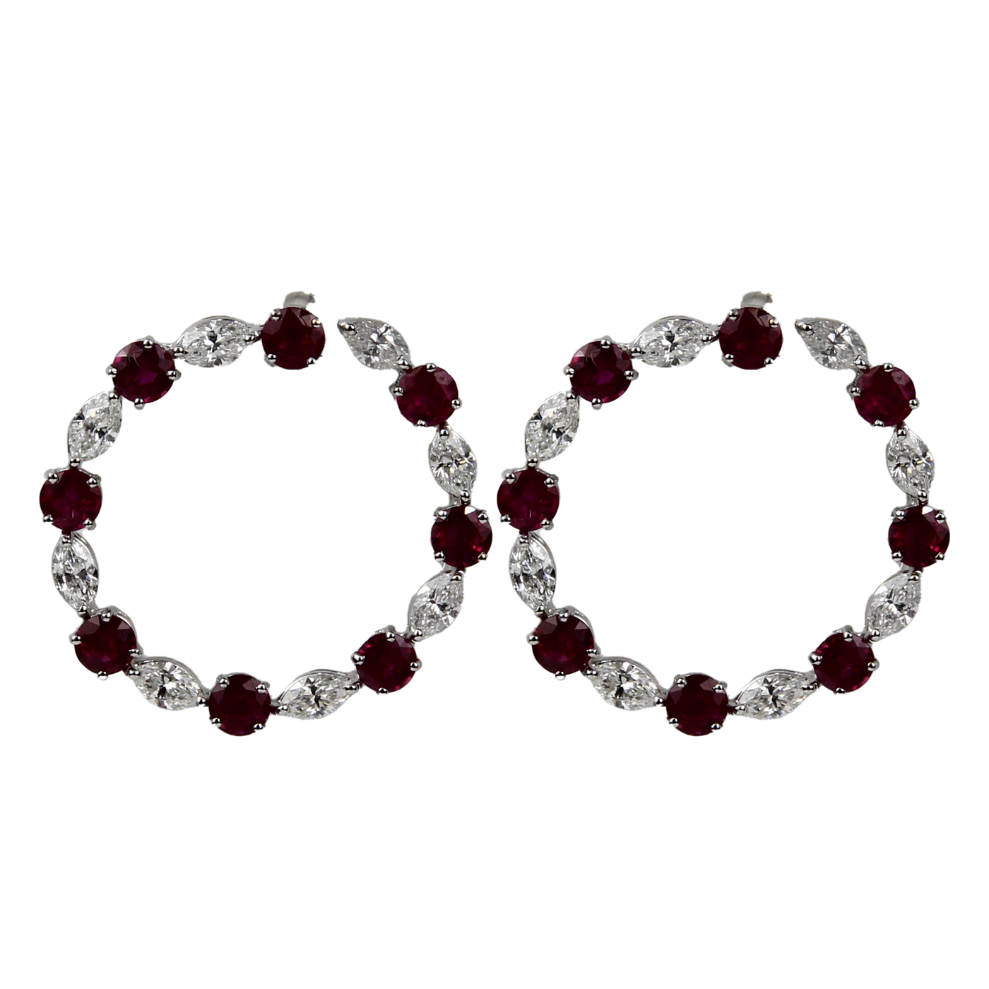 ECJ Collection 18K White Gold Diamond & Ruby Earrings